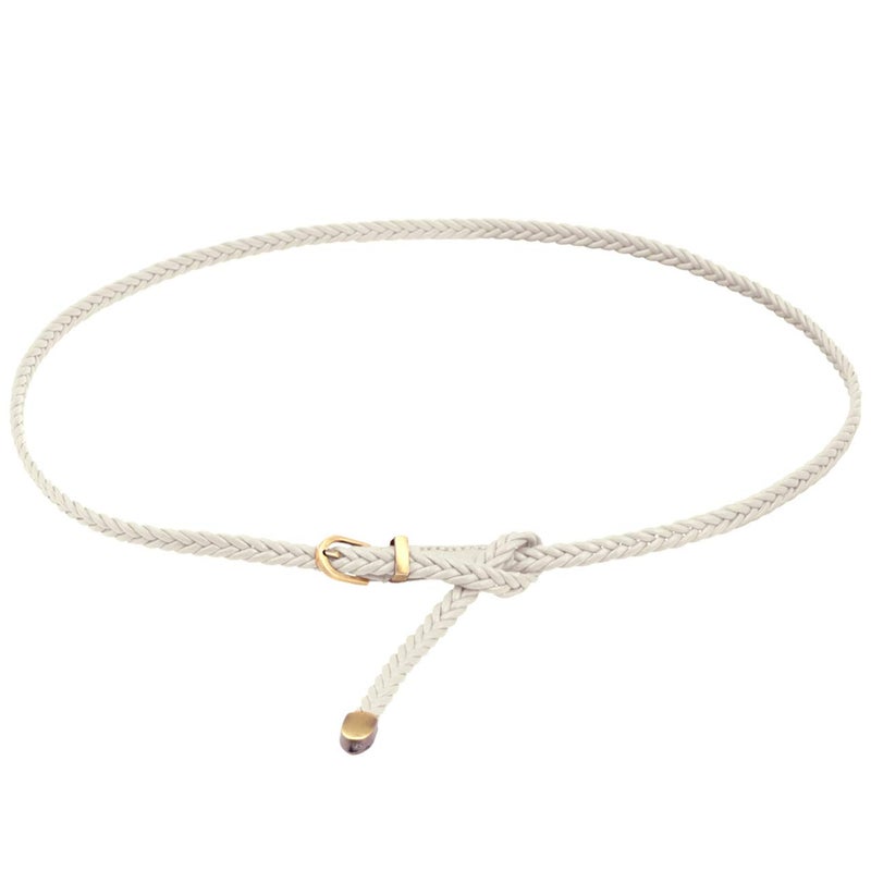 Ayliss Braided Belt Women PU Leather Waist Belt Skinny Woven Belt for Dress Jeans Valentine's Days Gift (White) - Image 1